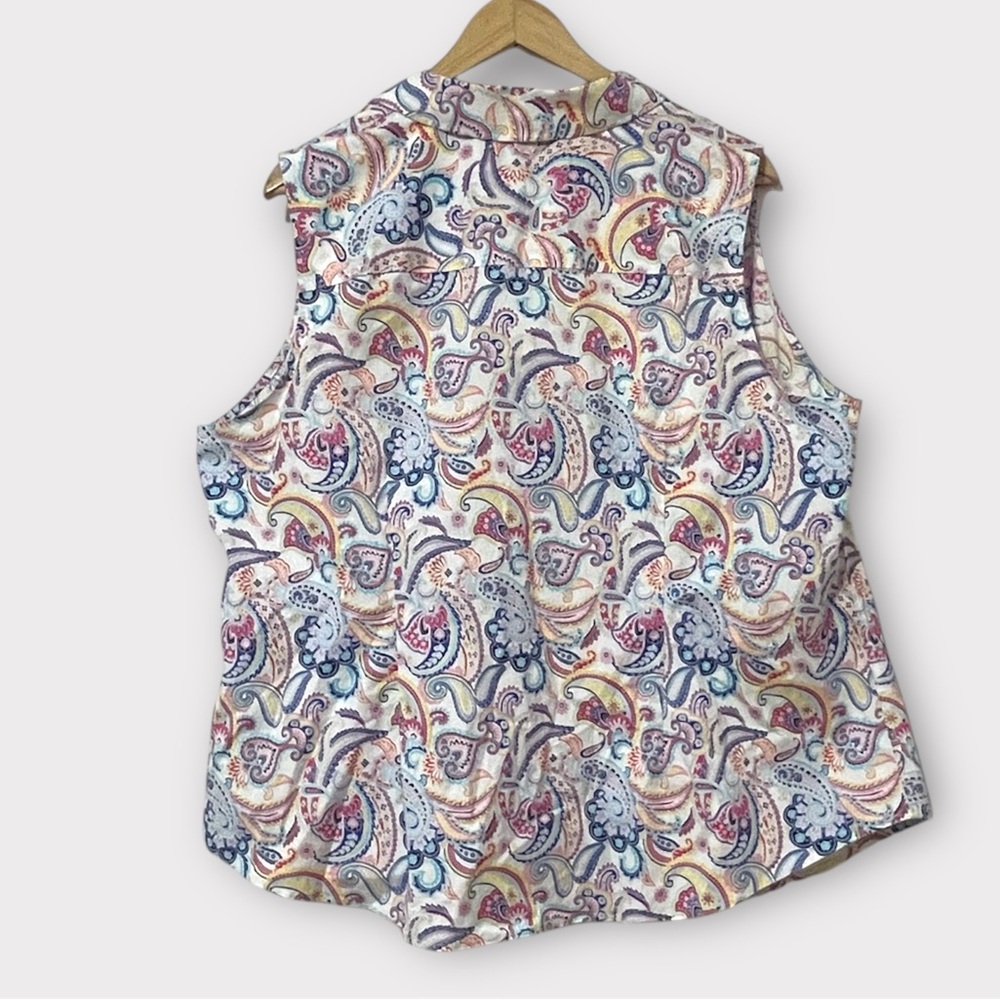 Talbots Perfect Shirt No-Iron Paisley Button Top Cottagecore 20 Plus Size Petite - Picture 2 of 8